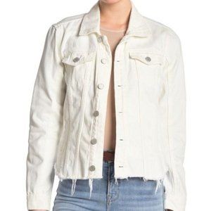 Blank NYC White Jean Jacket, Frayed Bottom